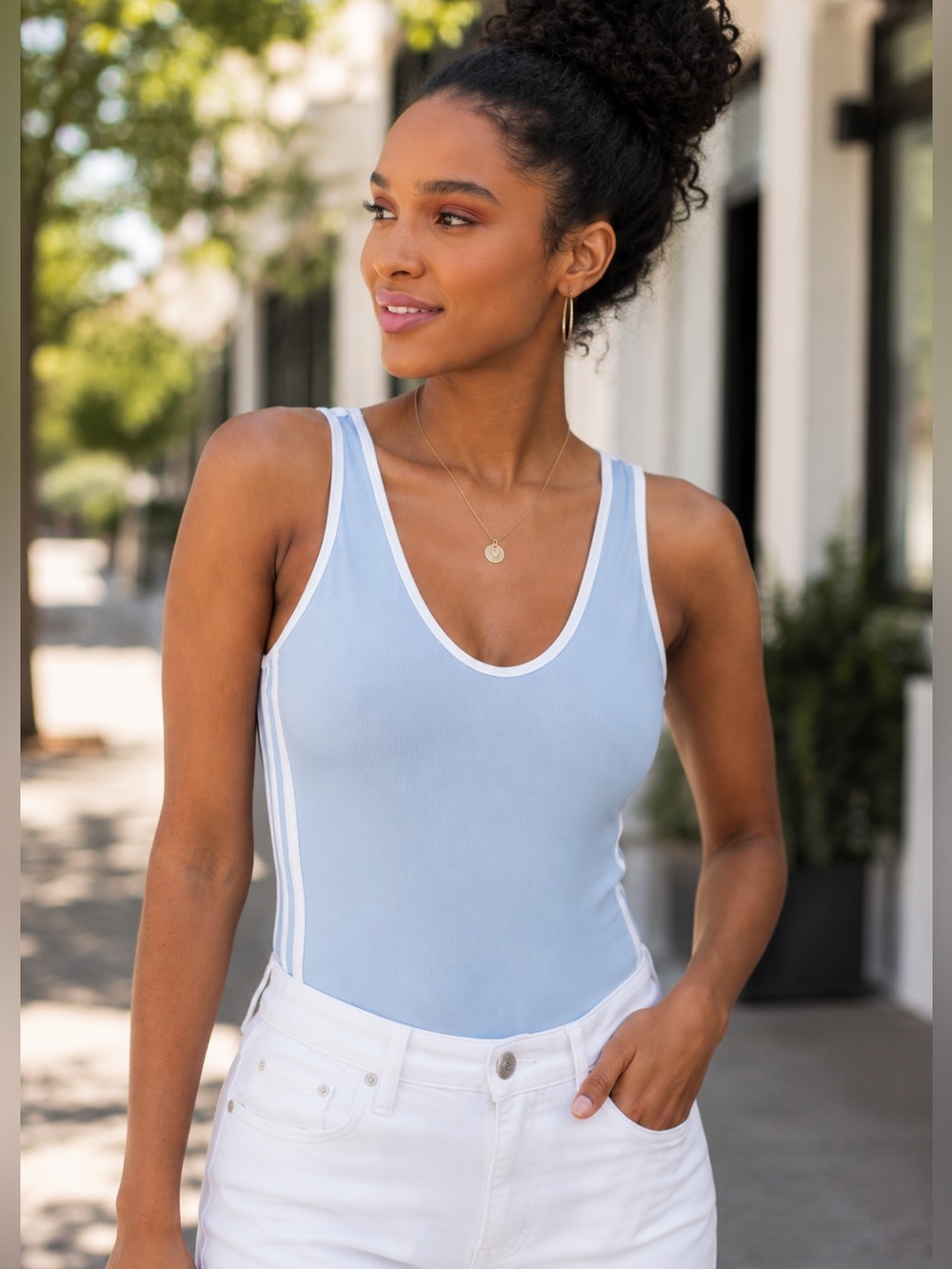 Wild Fable Bodysuit Blue Tank Scoopneck Sleeveless NWT
